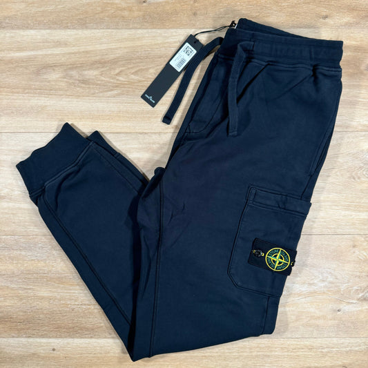 Stone Island Organic Cotton Fleece Slim Fit Sweatpants in Navy