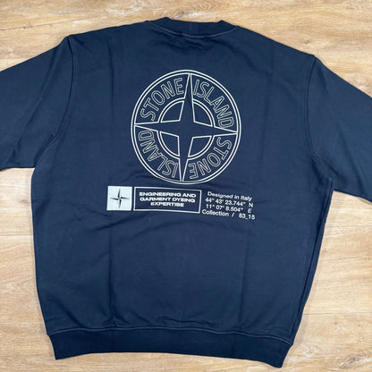 Stone Island Industrial Print Oversized Crewneck Sweatshirt in Navy