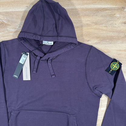 Stone Island Organic Cotton Fleece Pullover Hoodie in Dark Burgundy