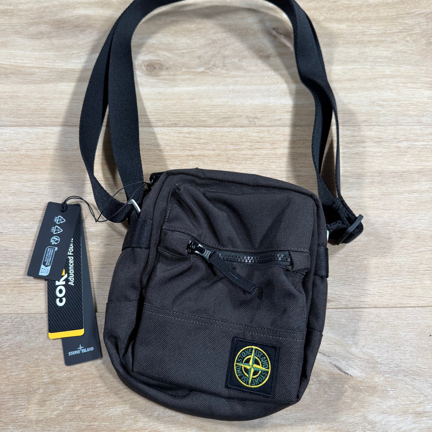 Stone Island Resin Treated Cordura 1500 Pouch Bag in Lead Grey