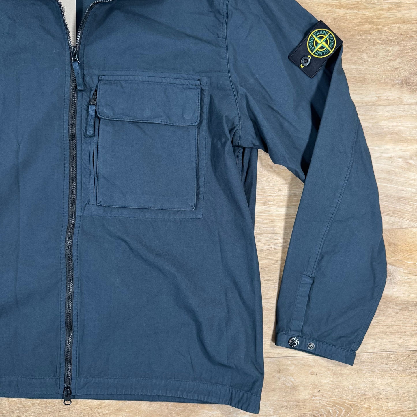 Stone Island Canvas Weave Cotton Overshirt in Navy