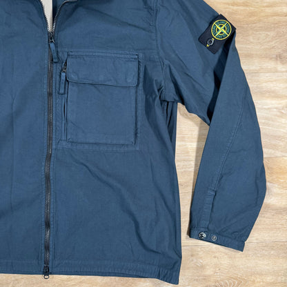 Stone Island Canvas Weave Cotton Overshirt in Navy