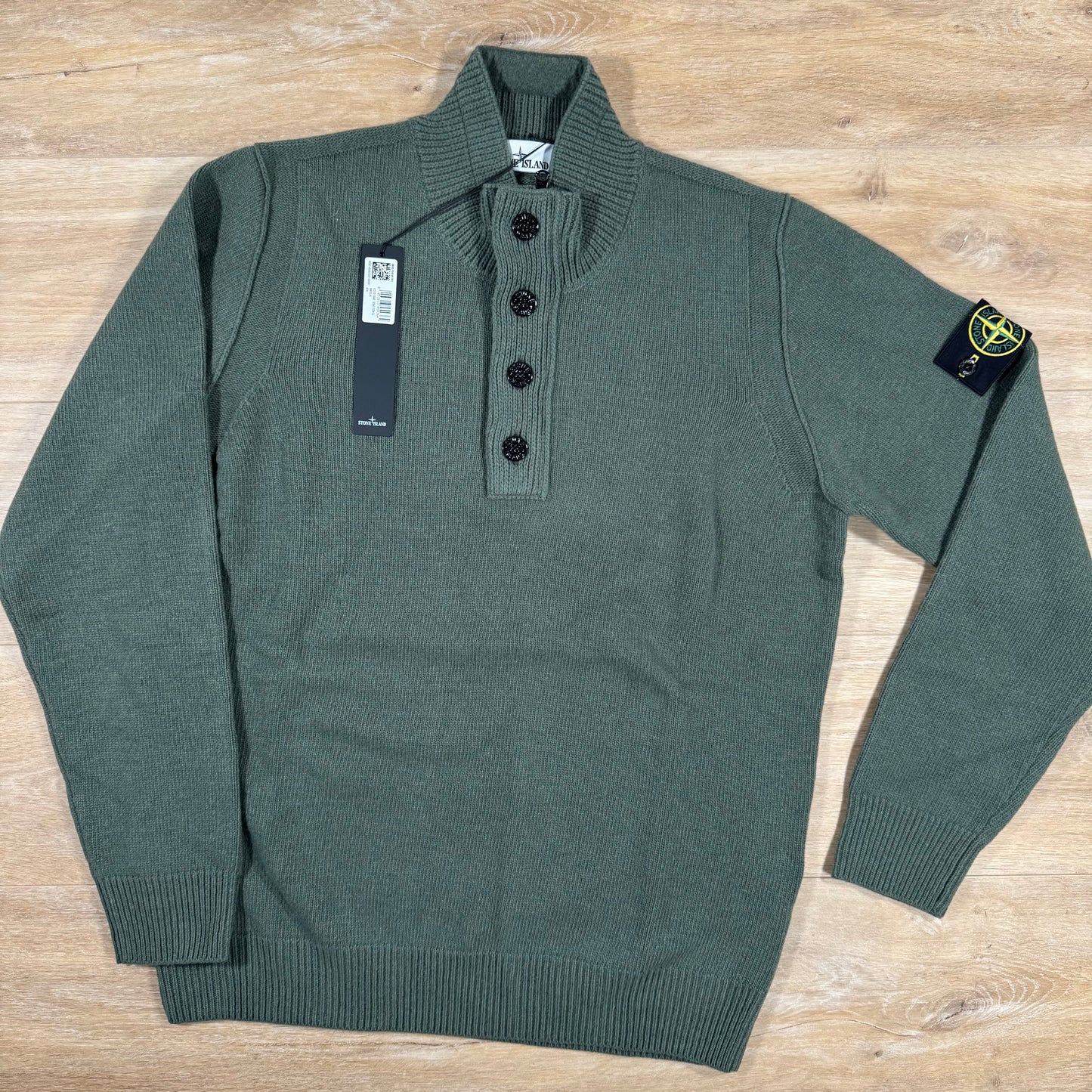 Stone Island Lambswool Half-Zip Jumper in Military Green