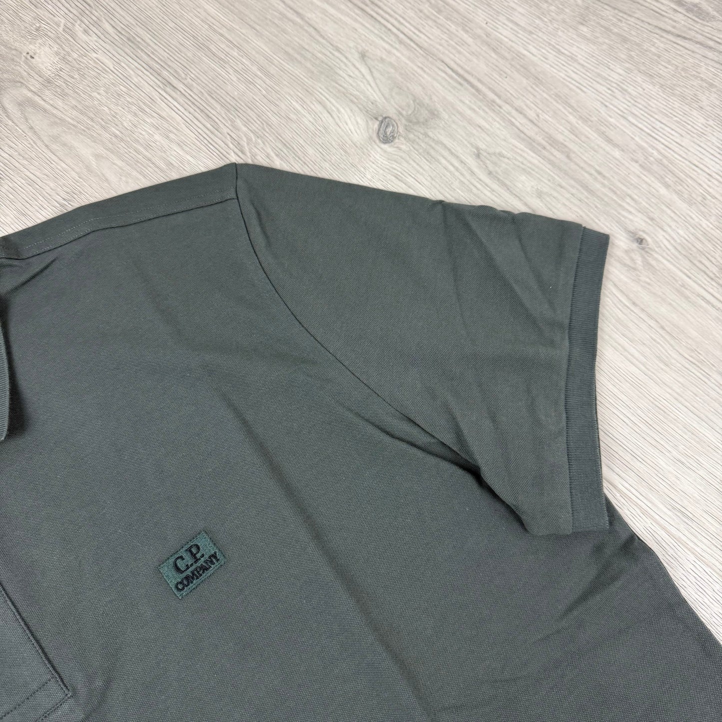 CP Company Piquet Polo Shirt - Gunmetal
