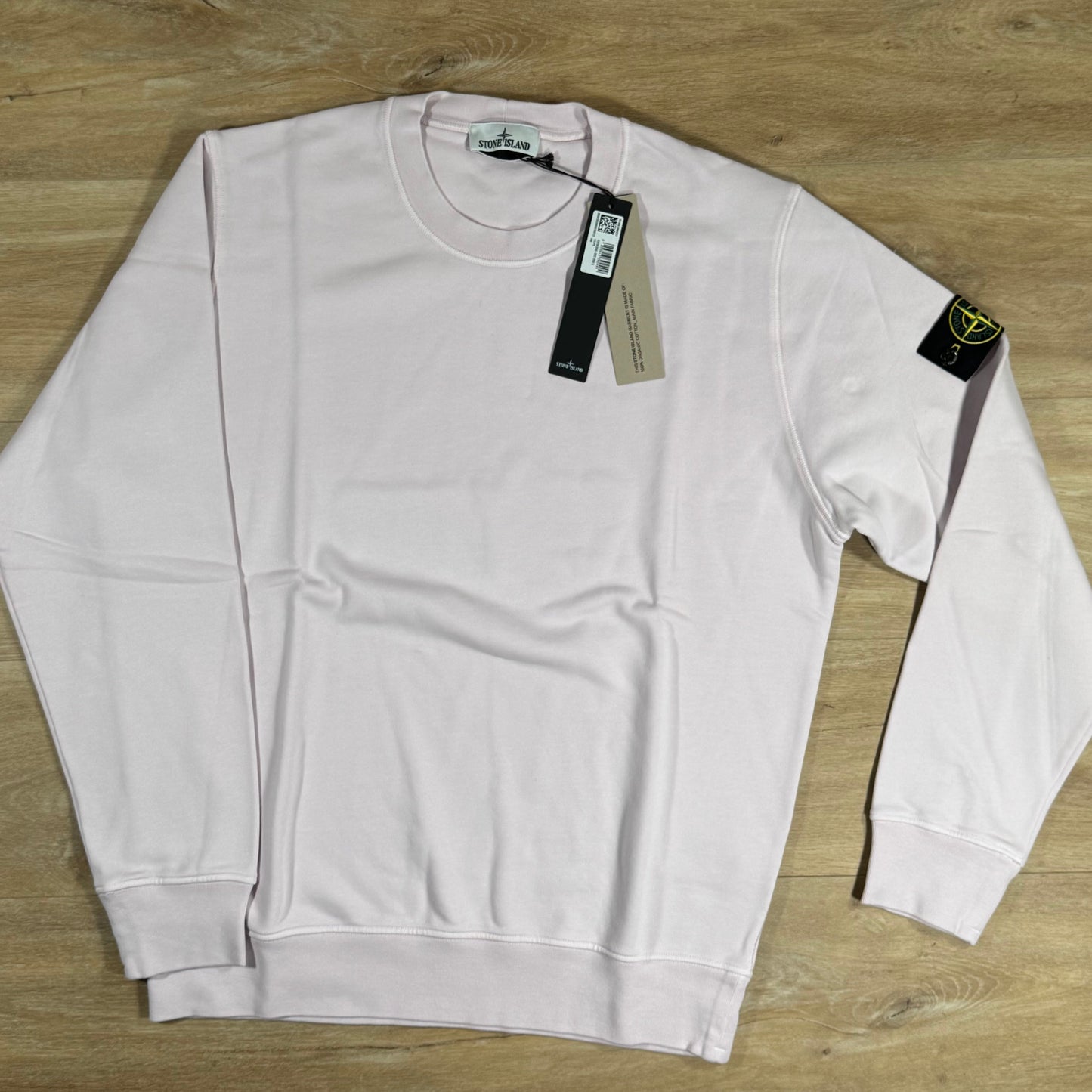 Stone Island Organic Cotton Fleece Crewneck Sweatshirt in Pink