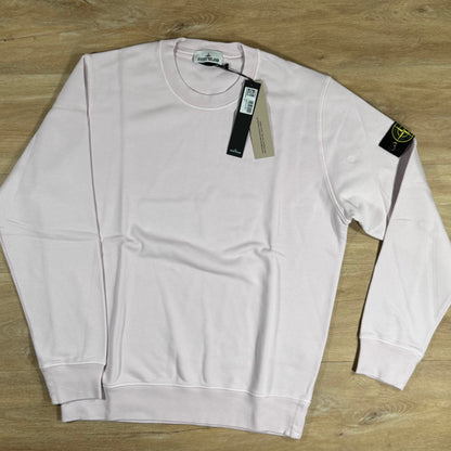 Stone Island Organic Cotton Fleece Crewneck Sweatshirt in Pink