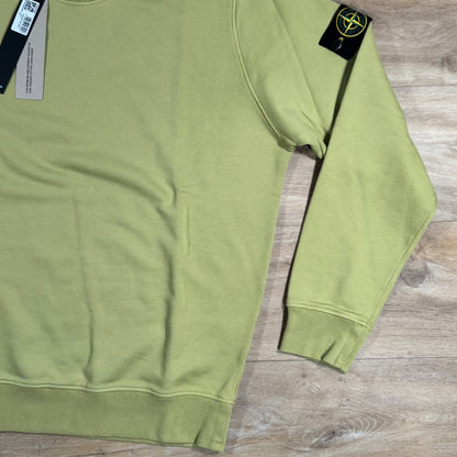 Stone Island Organic Cotton Fleece Crewneck Sweatshirt in Fern Yellow