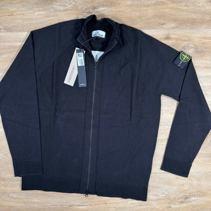 Stone Island Light Organic Cotton Knit Cardigan in Black