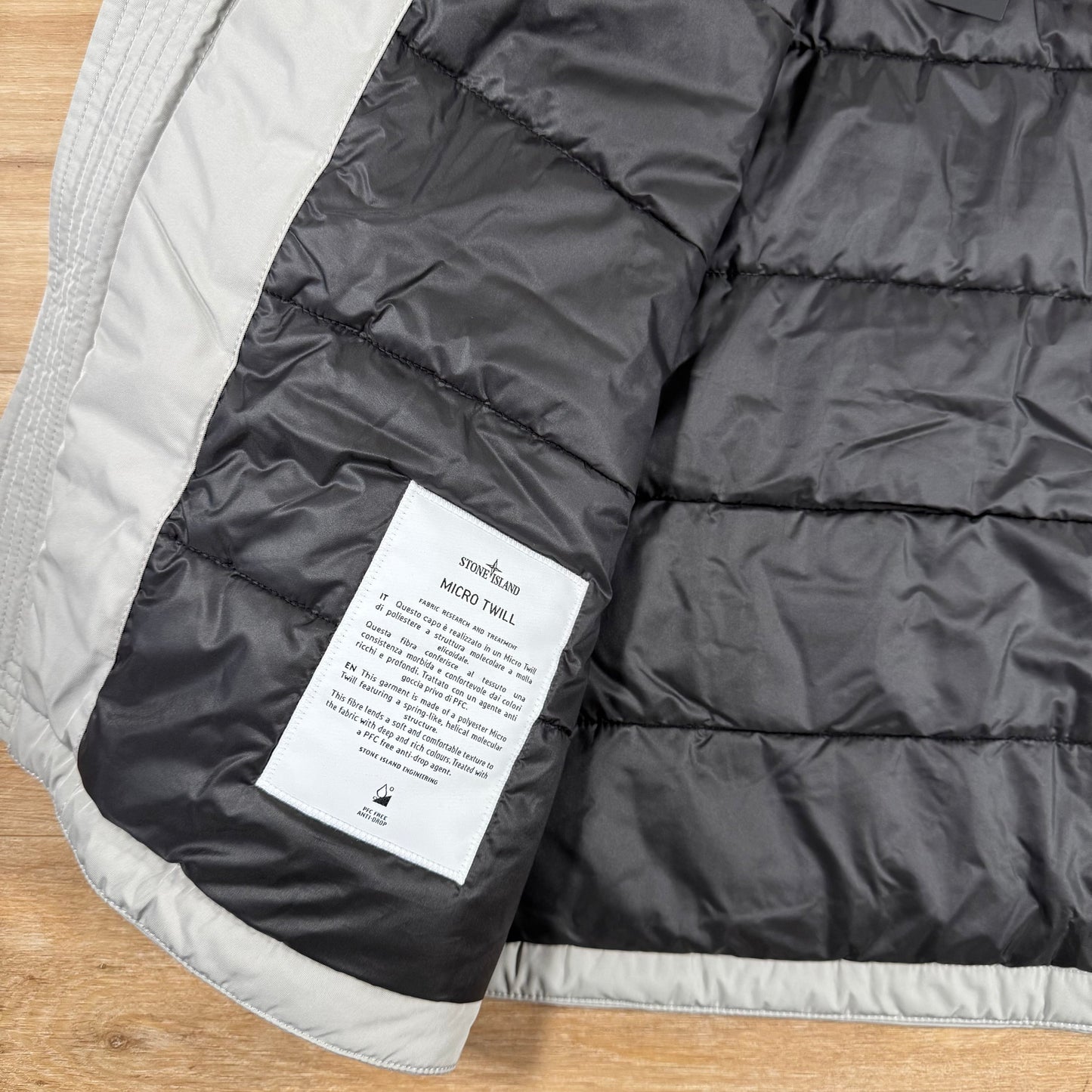 Stone Island Micro Twill Padded Jacket in Pearl Grey