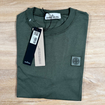 Stone Island Patch Logo Cotton T-Shirt in Musk Green