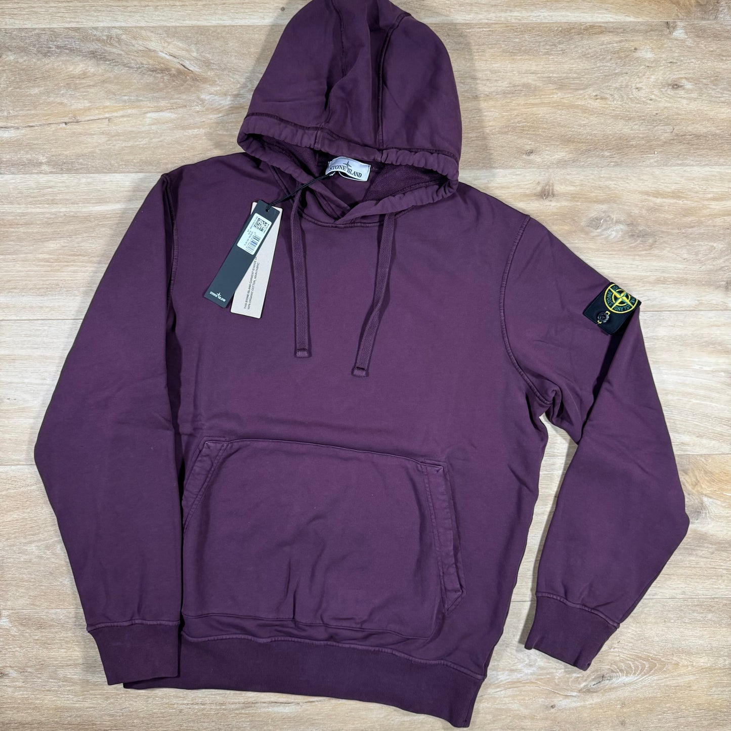 Stone Island Organic Cotton Fleece Pullover Hoodie in Amaranth
