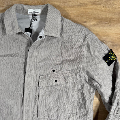 Stone Island Wrinkled Corduroy 500-TC Overshirt in Pearl Grey