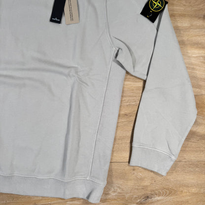 Stone Island Brushed Organic Cotton Fleece Crewneck Sweatshirt in Pearl Grey