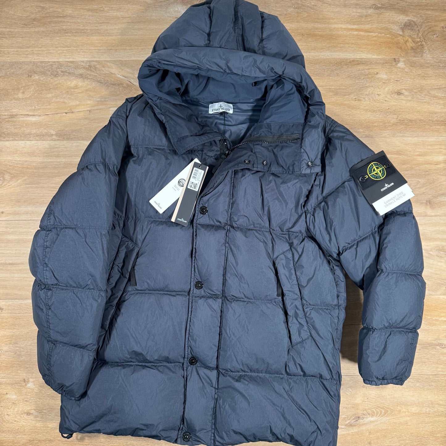 Stone Island Crinkle Reps NY Nylon Down Parka in Navy
