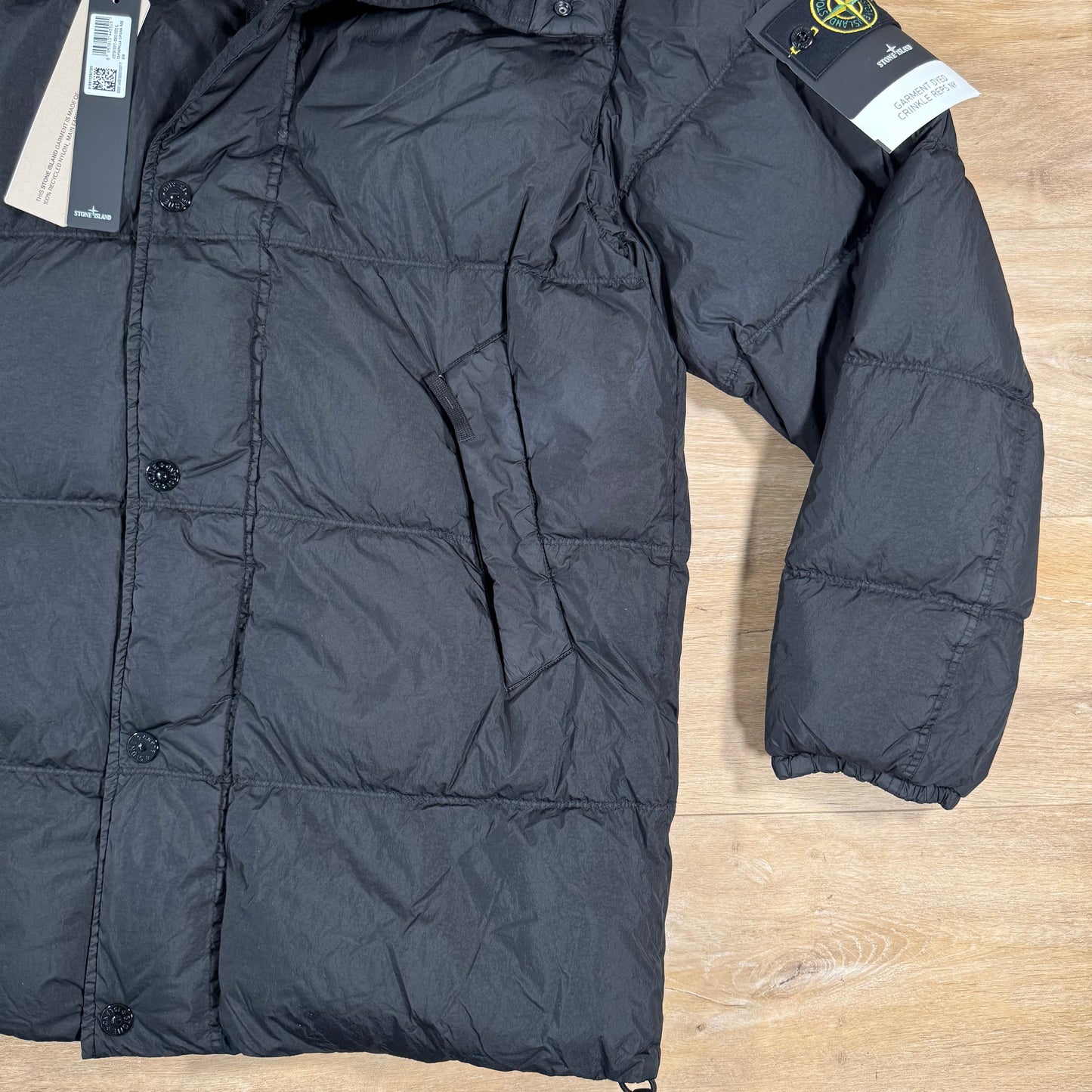 Stone Island Crinkle Reps NY Nylon Down Parka in Black