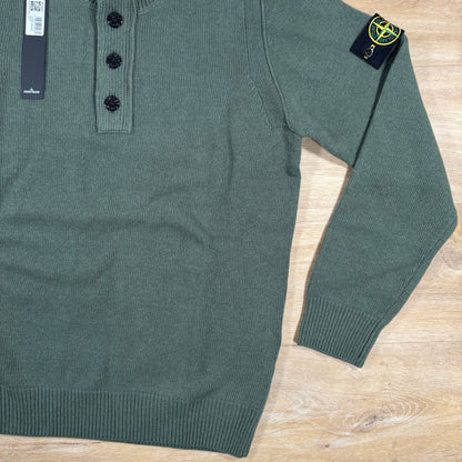 Stone Island Lambswool Half-Zip Jumper in Military Green