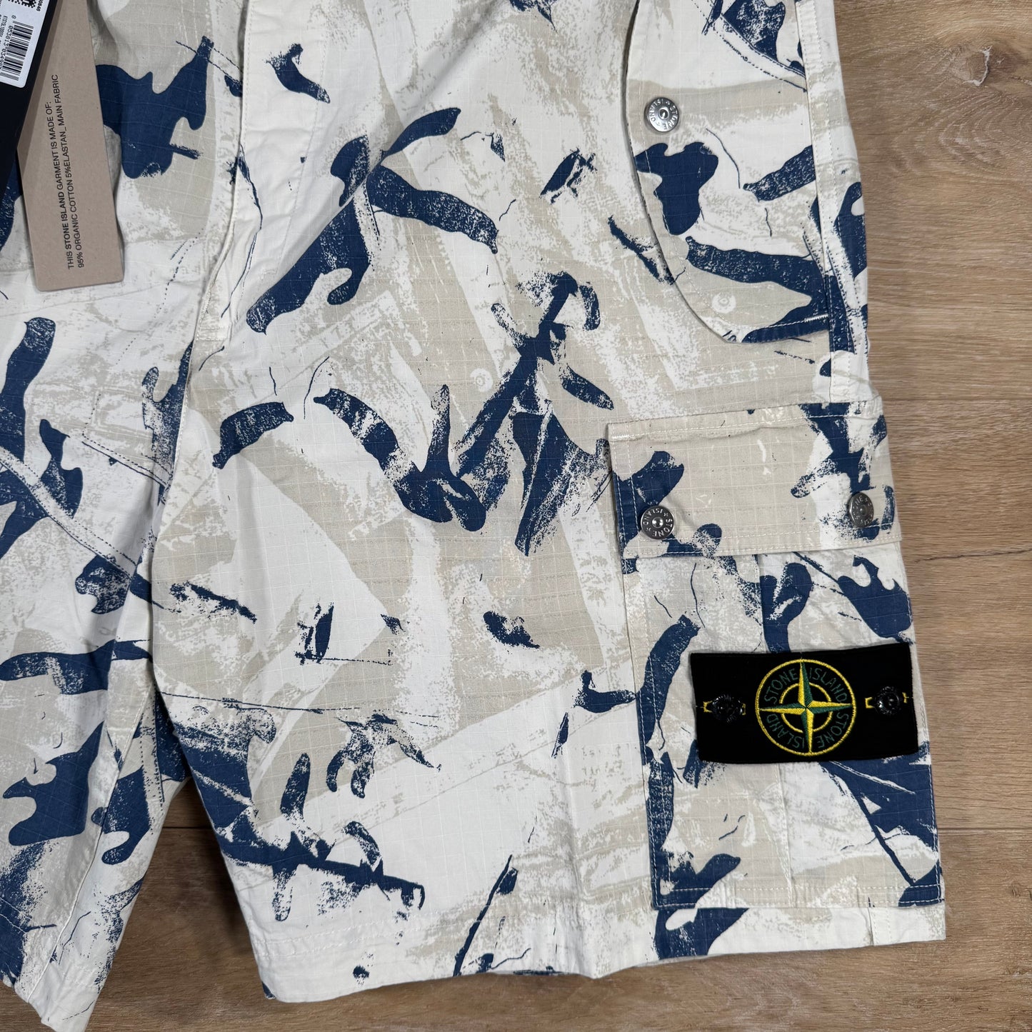 Stone Island Scan Camo On Stretch Ripstop-OVD Bermuda Shorts in Desert