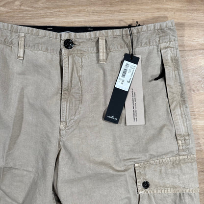 Stone Island Brushed Cotton Cargo Bermuda Shorts in Desert