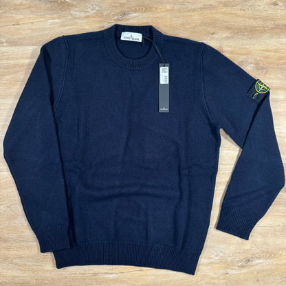 Stone Island Lambswool Crewneck Jumper in Navy