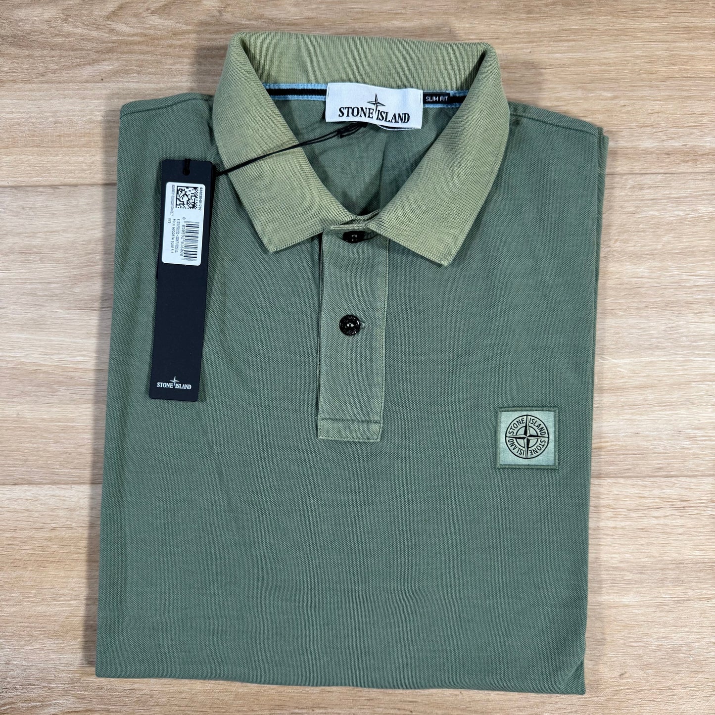 Stone Island Organic Cotton Overdye Polo Shirt in Sage Green
