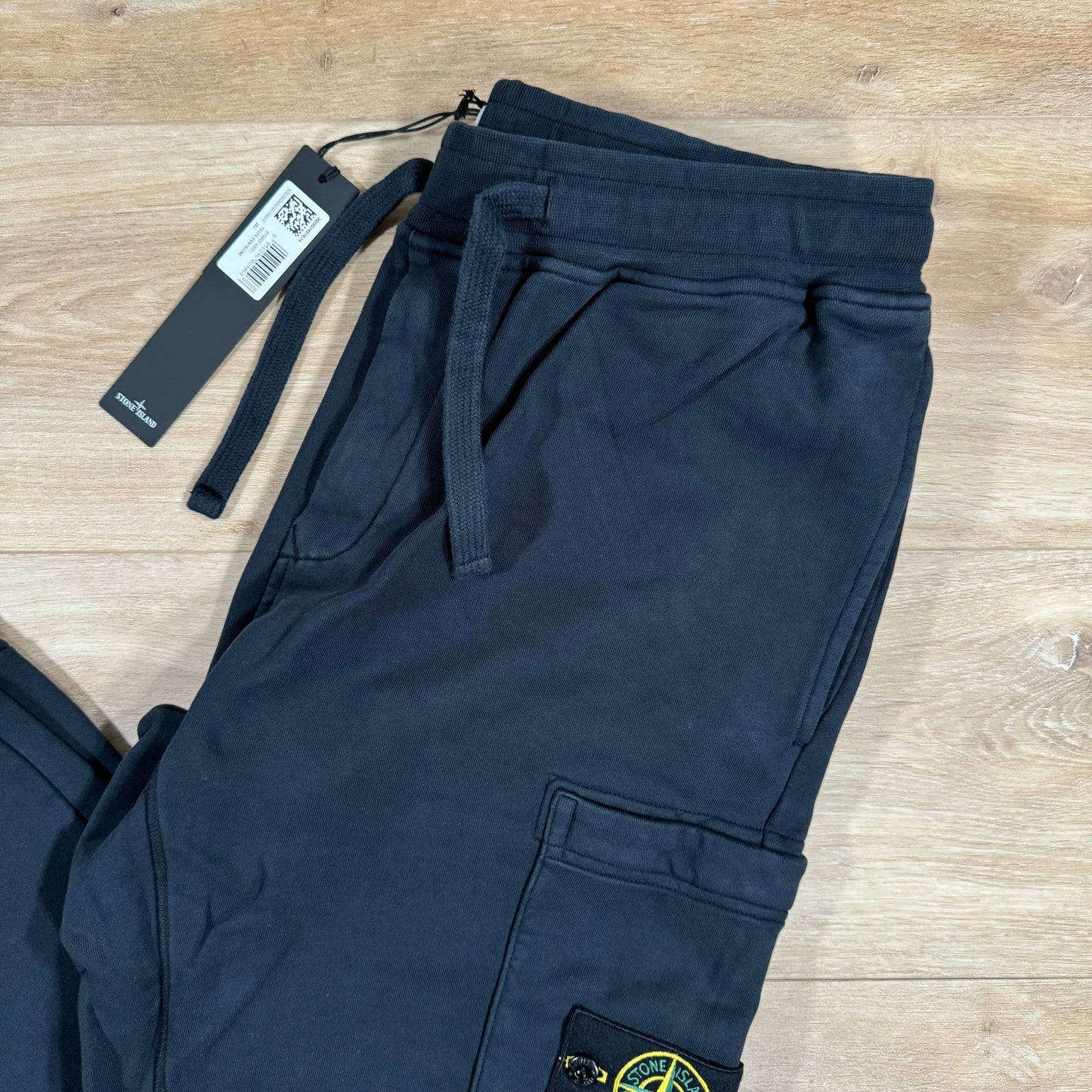 Stone Island Organic Cotton Fleece Slim Fit Sweatpants in Navy