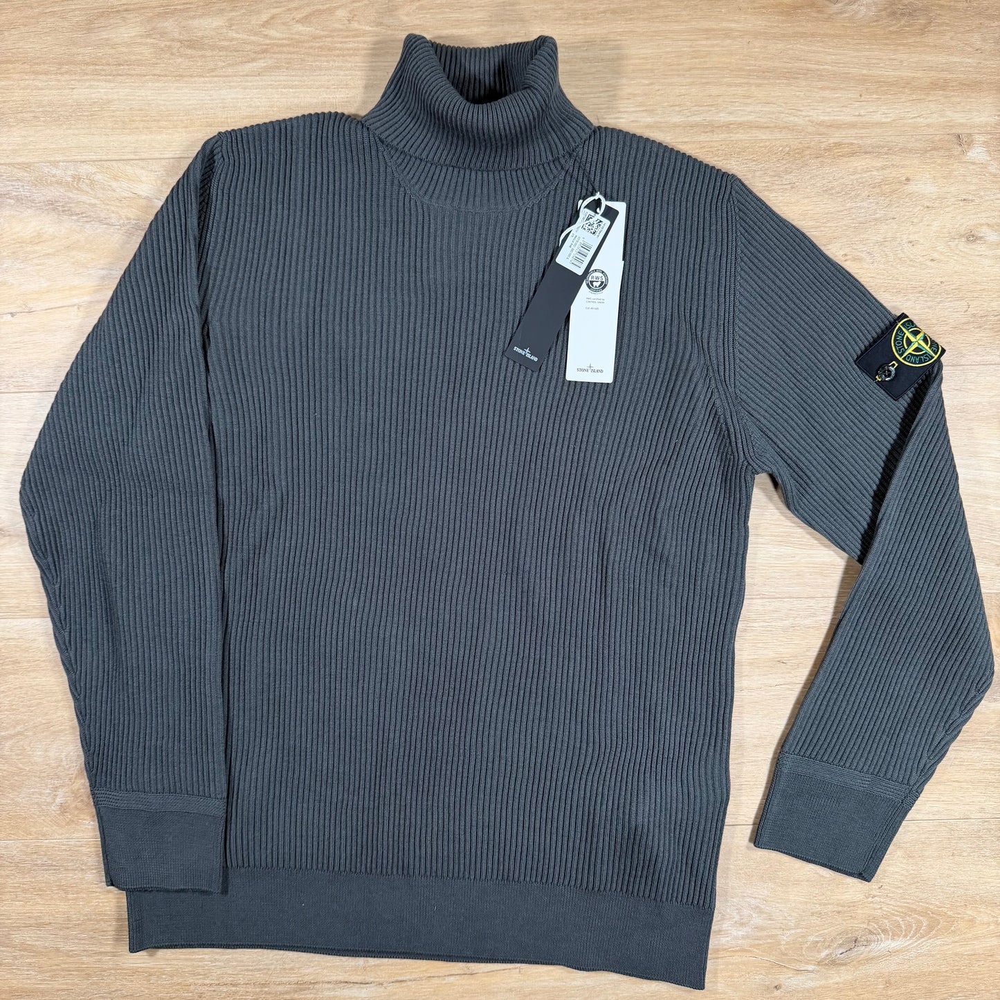 Stone Island Full Rib RWS Wool Turtleneck Jumper in Lead Grey