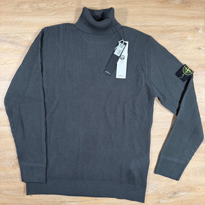 Stone Island Full Rib RWS Wool Turtleneck Jumper in Lead Grey