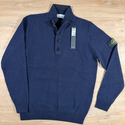 Stone Island Lambswool Half-Zip Jumper in Navy