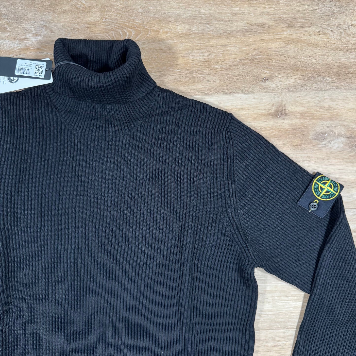 Stone Island Full Rib RWS Wool Turtleneck Jumper in Black