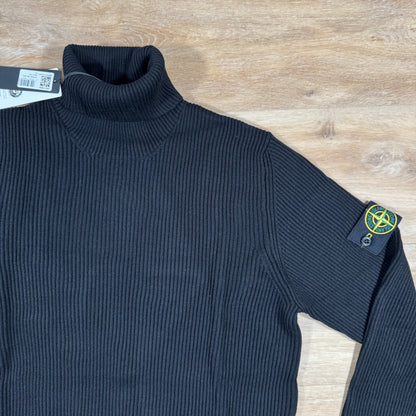 Stone Island Full Rib RWS Wool Turtleneck Jumper in Black