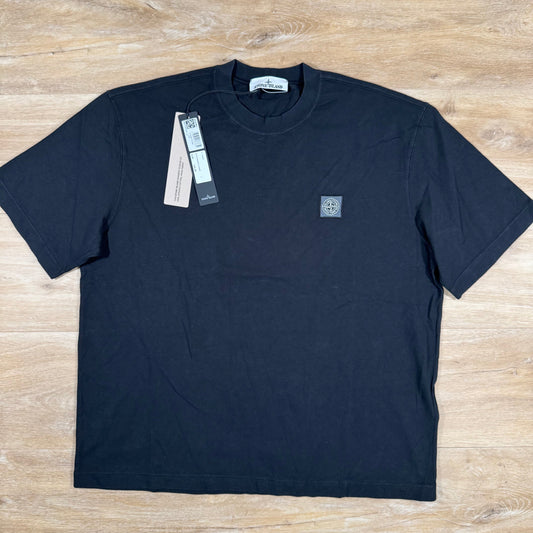 Stone Island Combed Organic Cotton Patch Logo T-Shirt in Black