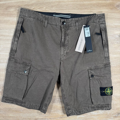Stone Island Brushed Cotton Cargo Bermuda Shorts in Military Green