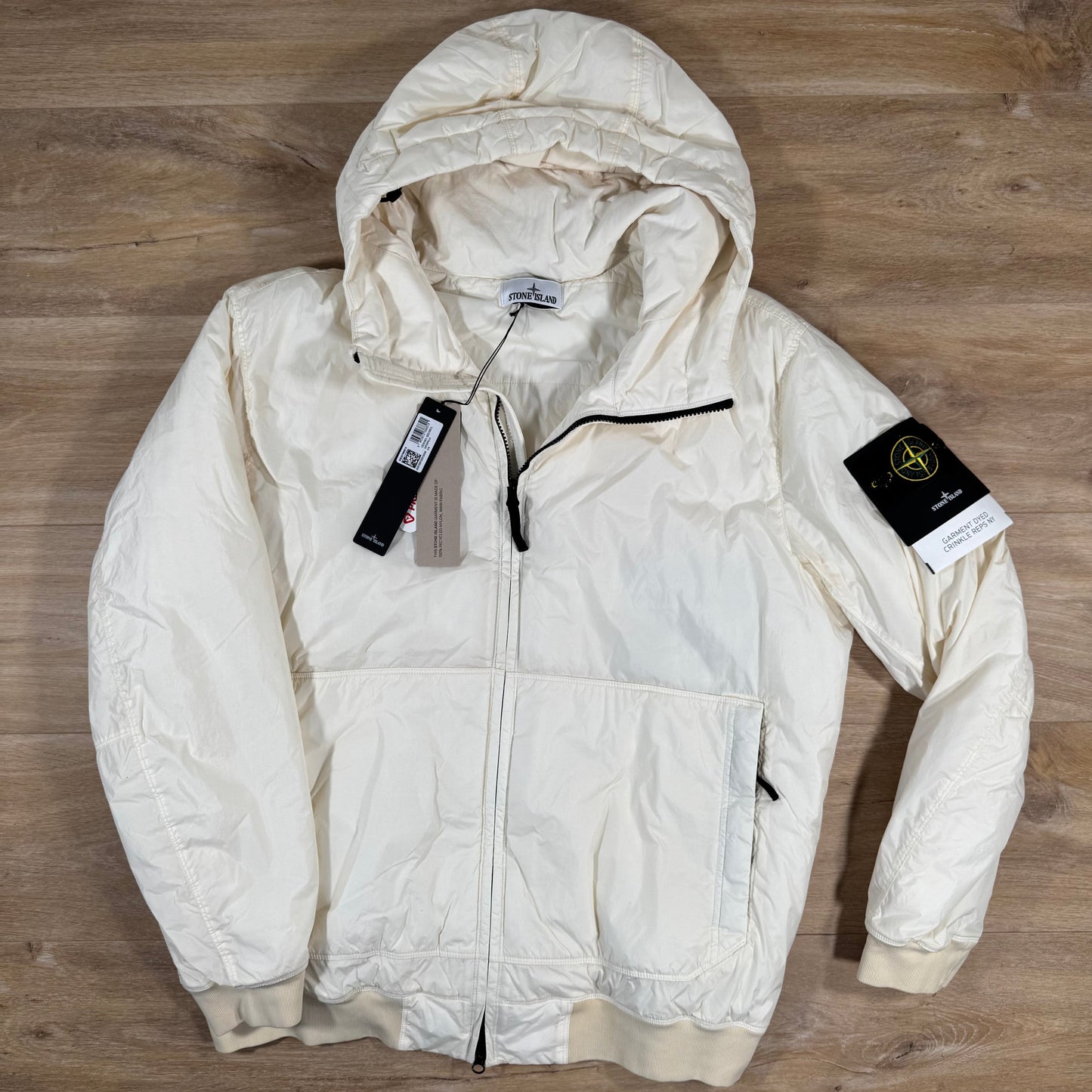 Stone Island Crinkle Reps NY Padded Jacket in Ivory