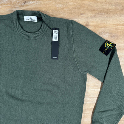 Stone Island Lambswool Crewneck Jumper in Military Green