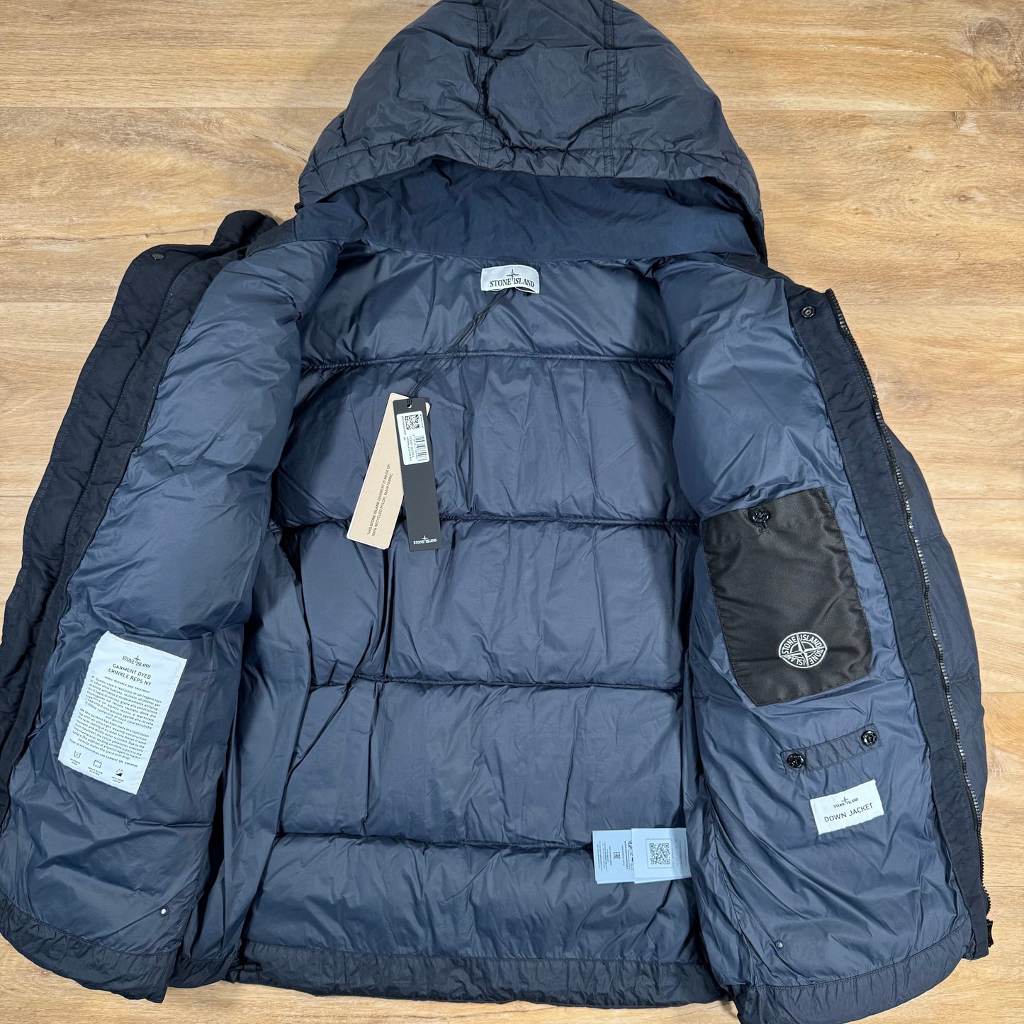 Stone Island Crinkle Reps NY Nylon Down Jacket in Navy