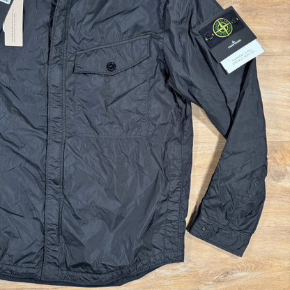 Stone Island Garment Dyed Crinkle Reps NY Overshirt in Black