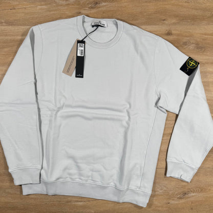 Stone Island Brushed Organic Cotton Fleece Crewneck Sweatshirt in Sky Blue