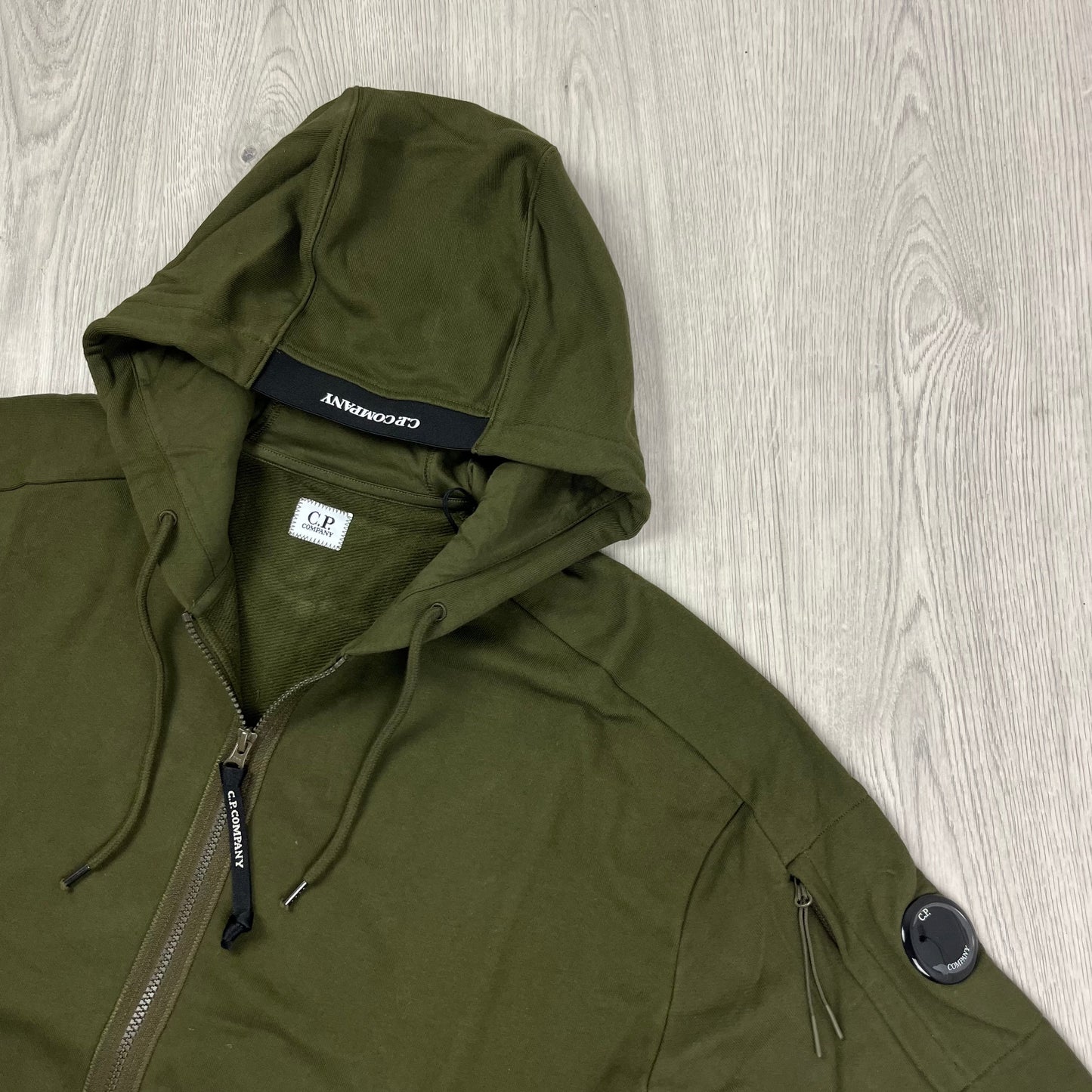 CP Company Raised Fleece Zip Hoodie - Ivy Green