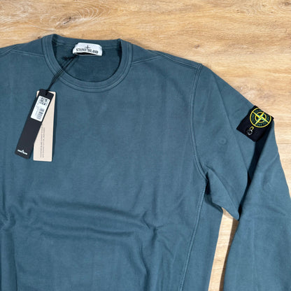 Stone Island Brushed Organic Cotton Fleece Crewneck Sweatshirt in Dark Teal Green