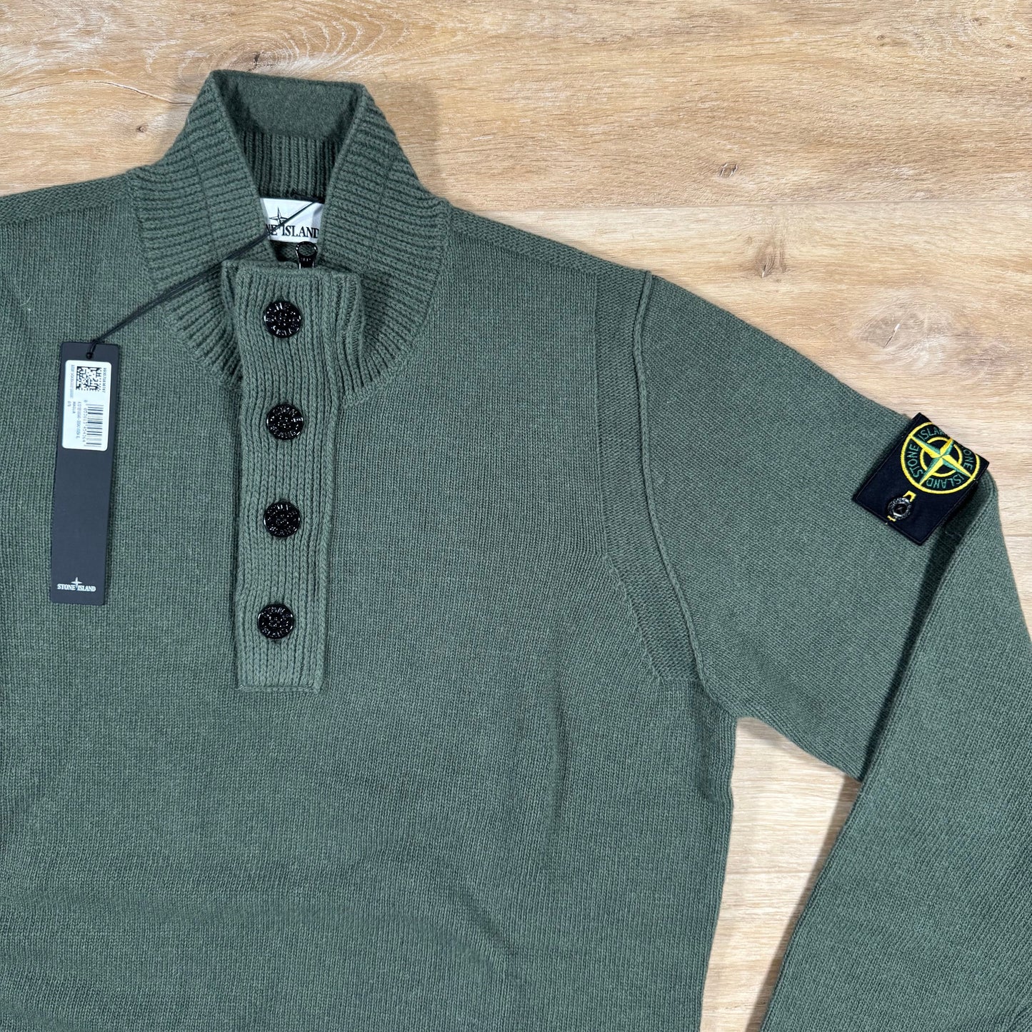 Stone Island Lambswool Half-Zip Jumper in Military Green