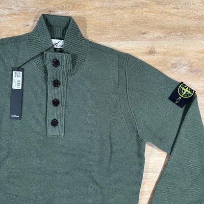 Stone Island Lambswool Half-Zip Jumper in Military Green