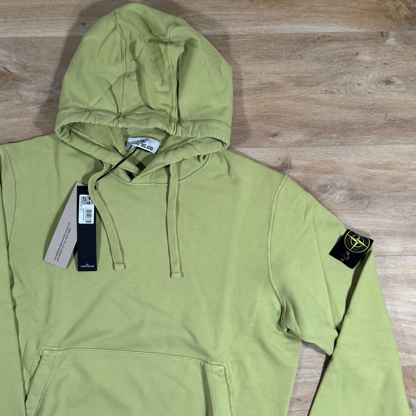 Stone Island Organic Cotton Fleece Pullover Hoodie in Fern Yellow