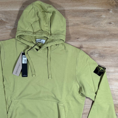 Stone Island Organic Cotton Fleece Pullover Hoodie in Fern Yellow