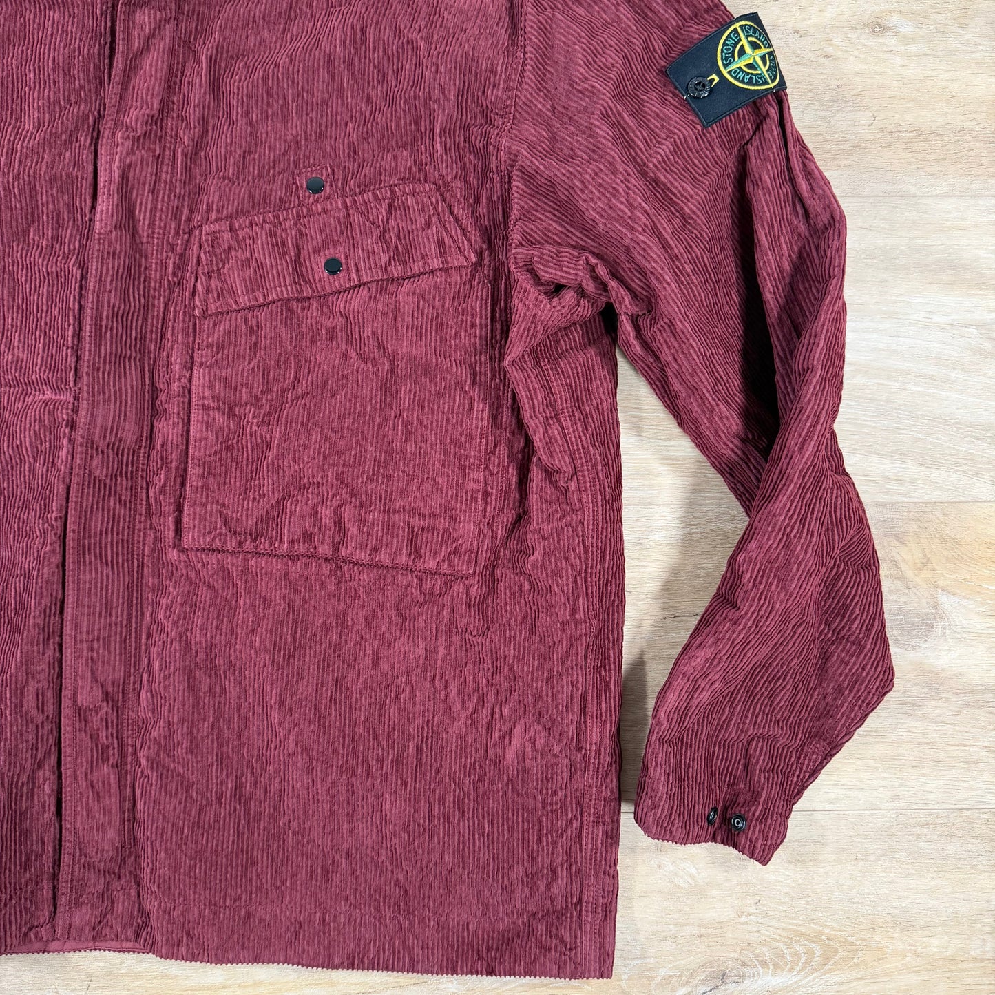 Stone Island Wrinkled Corduroy 500-TC Overshirt in Burgundy