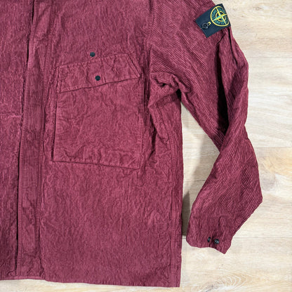 Stone Island Wrinkled Corduroy 500-TC Overshirt in Burgundy