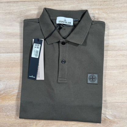 Stone Island Organic Cotton Pique Regular Fit Polo Shirt in Military Green