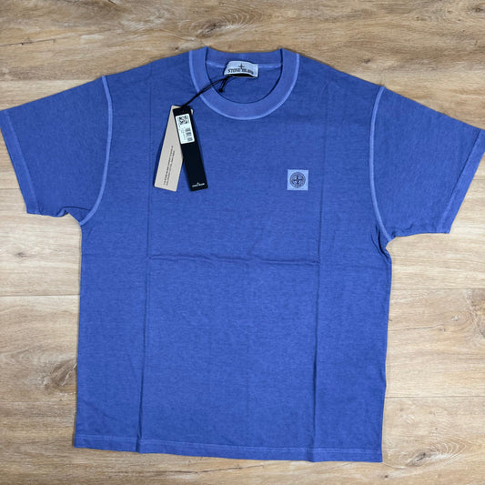 Stone Island Fissato Effect Patch Logo T-Shirt in Lavender