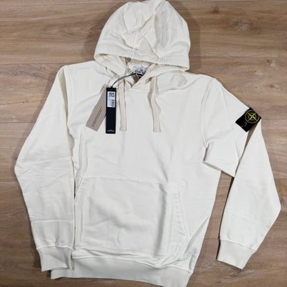 Stone Island Organic Cotton Fleece Pullover Hoodie in Ivory