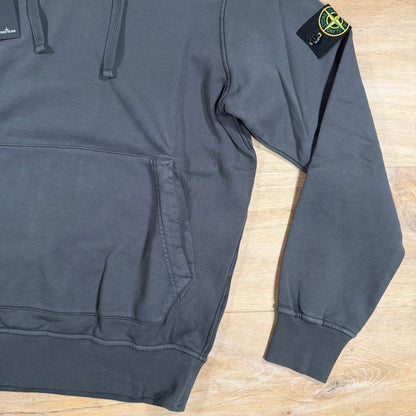 Stone Island Organic Cotton Fleece Pullover Hoodie in Lead Grey