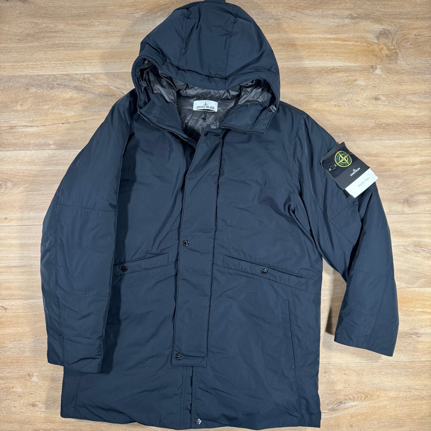 Stone Island Micro Twill Down Parka in Navy